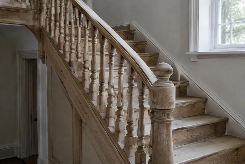 Escalier en bois décapé